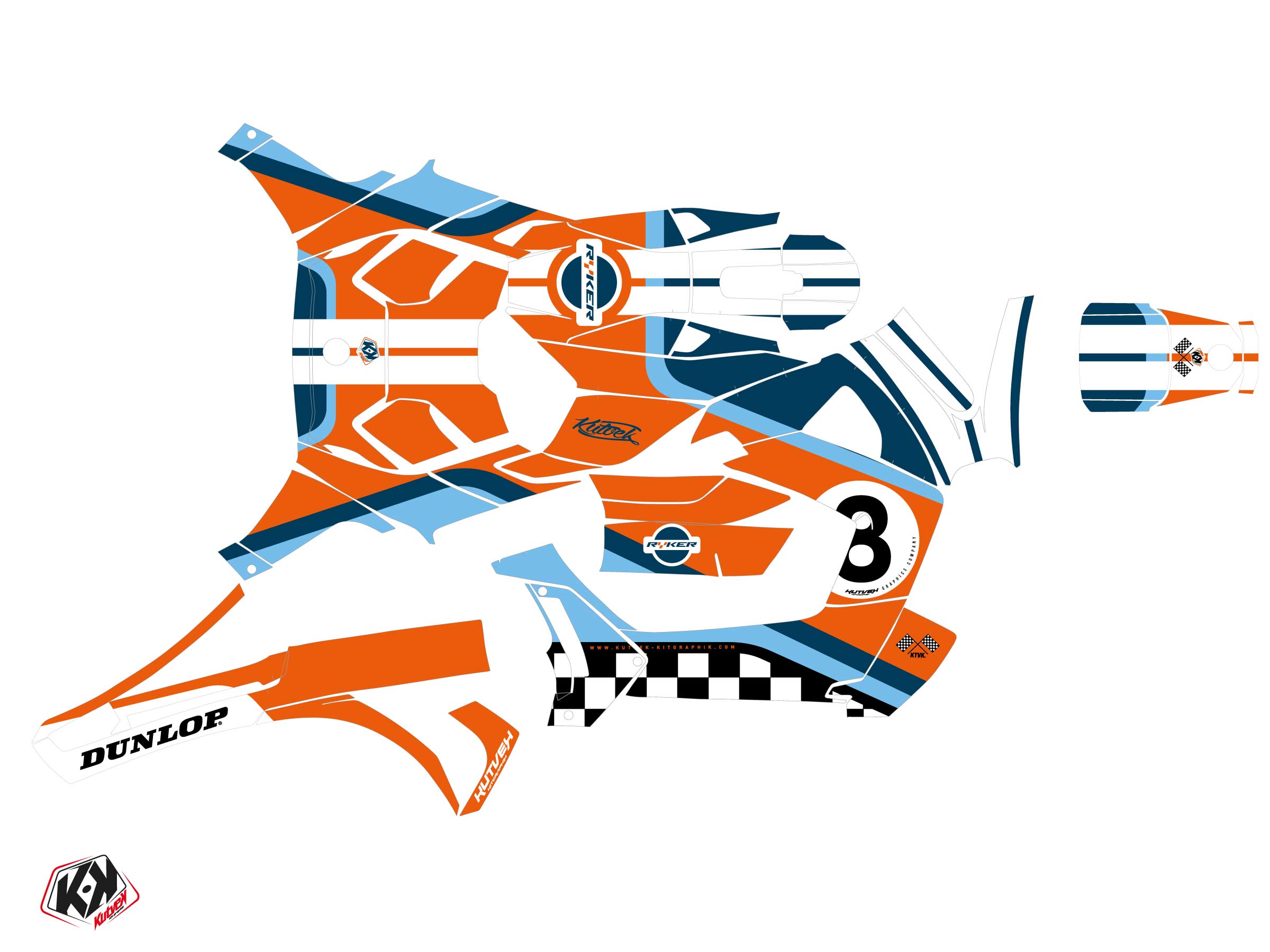 Can Am Ryker 900 Sport Roadster 8Ball Graphic Kit Orange