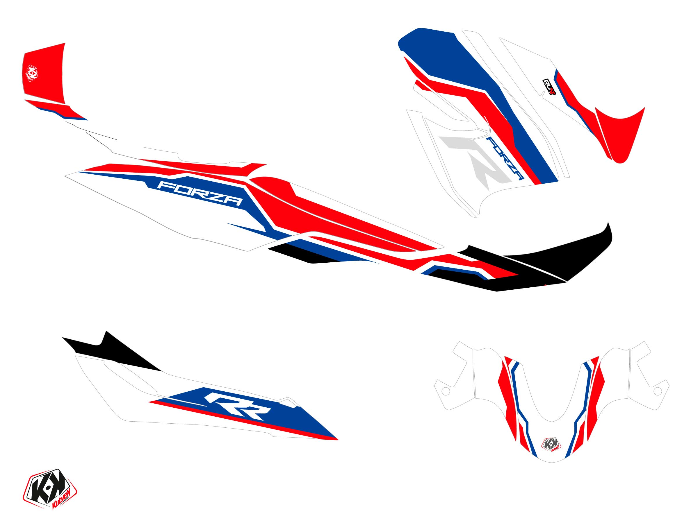 Honda Forza 350 Maxiscooter Run Graphic Kit White