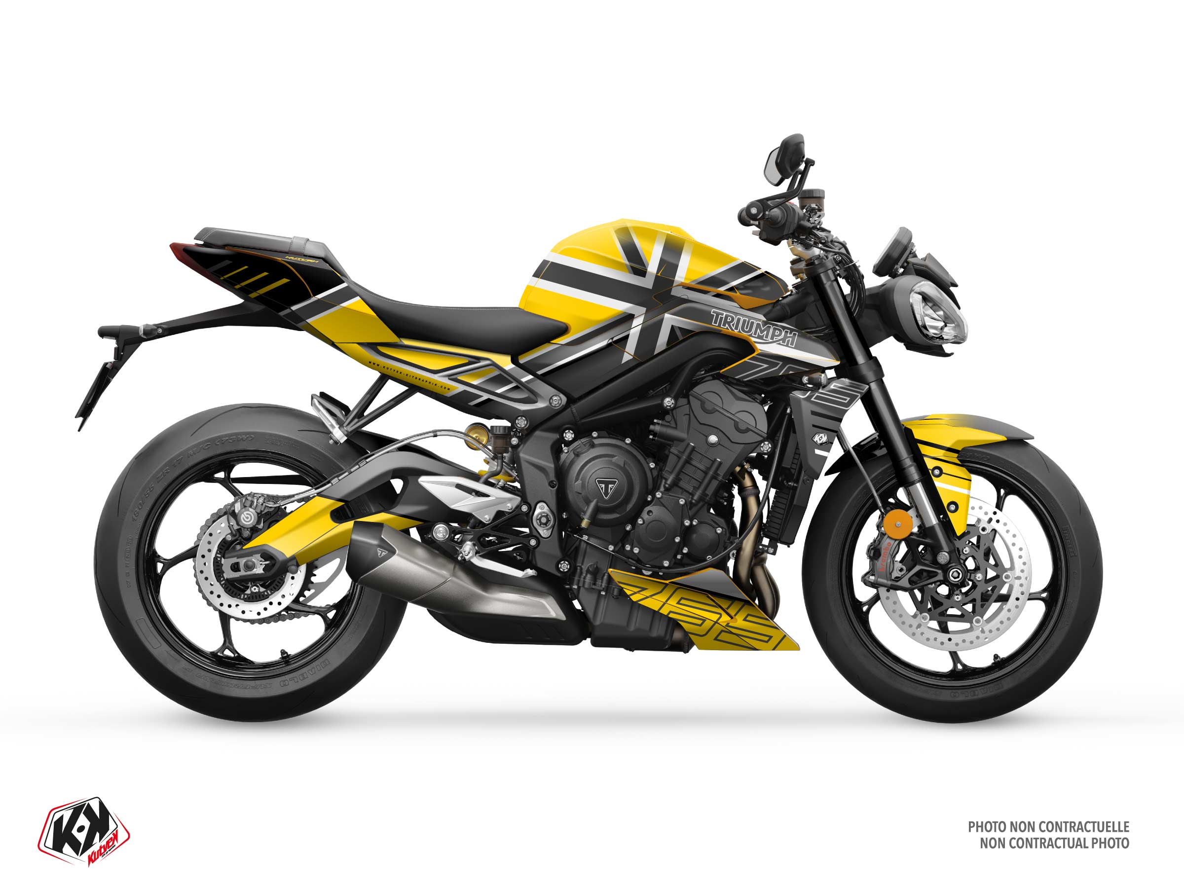 triumph street bike albion  graphic kit yellow
