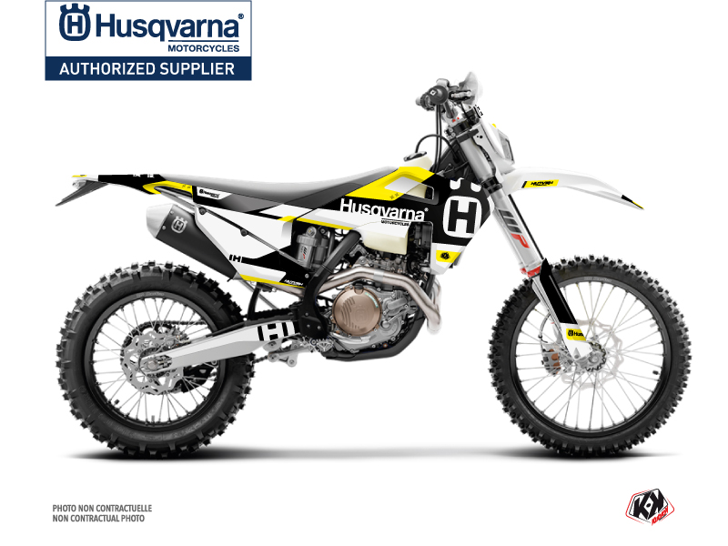 Husqvarna 250 FE Dirt Bike Block Graphic Kit Black Yellow
