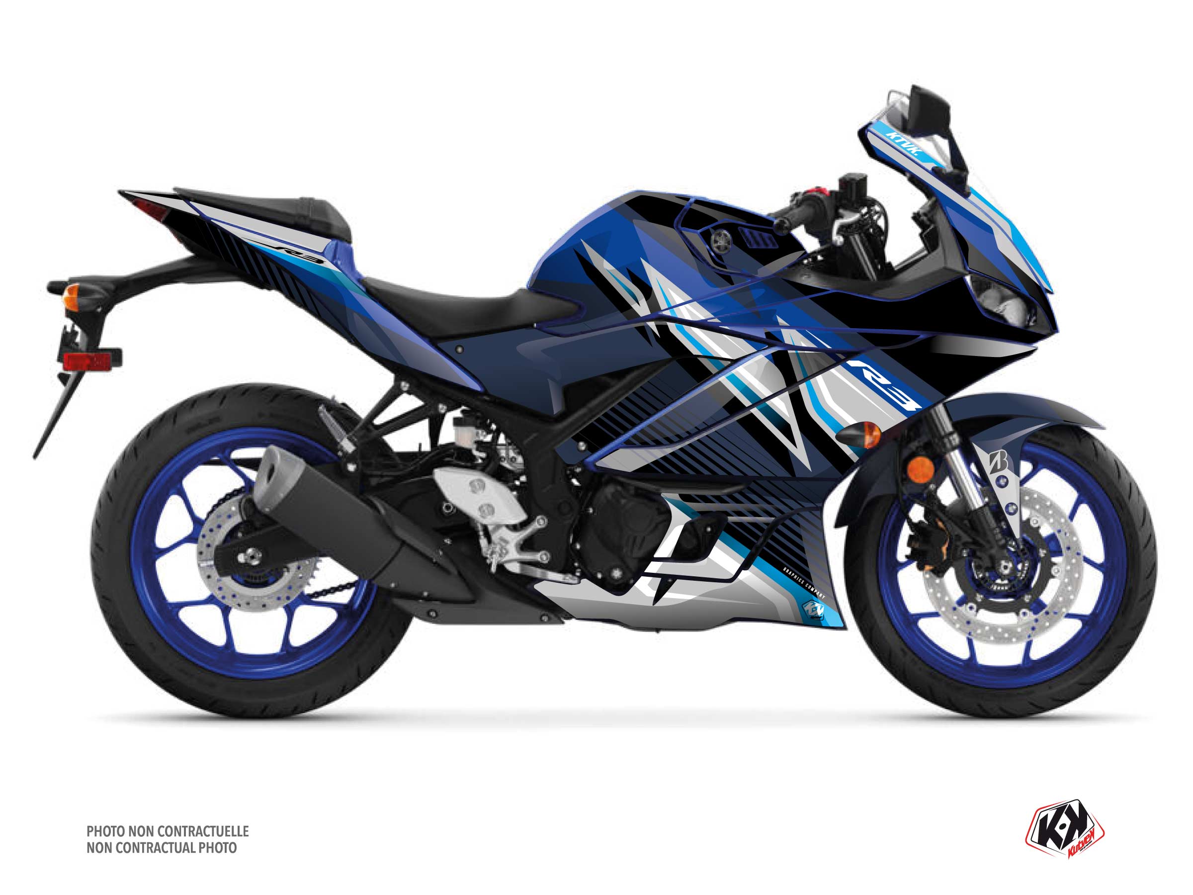 Kit Déco Moto Brisk Yamaha R3 Bleu
