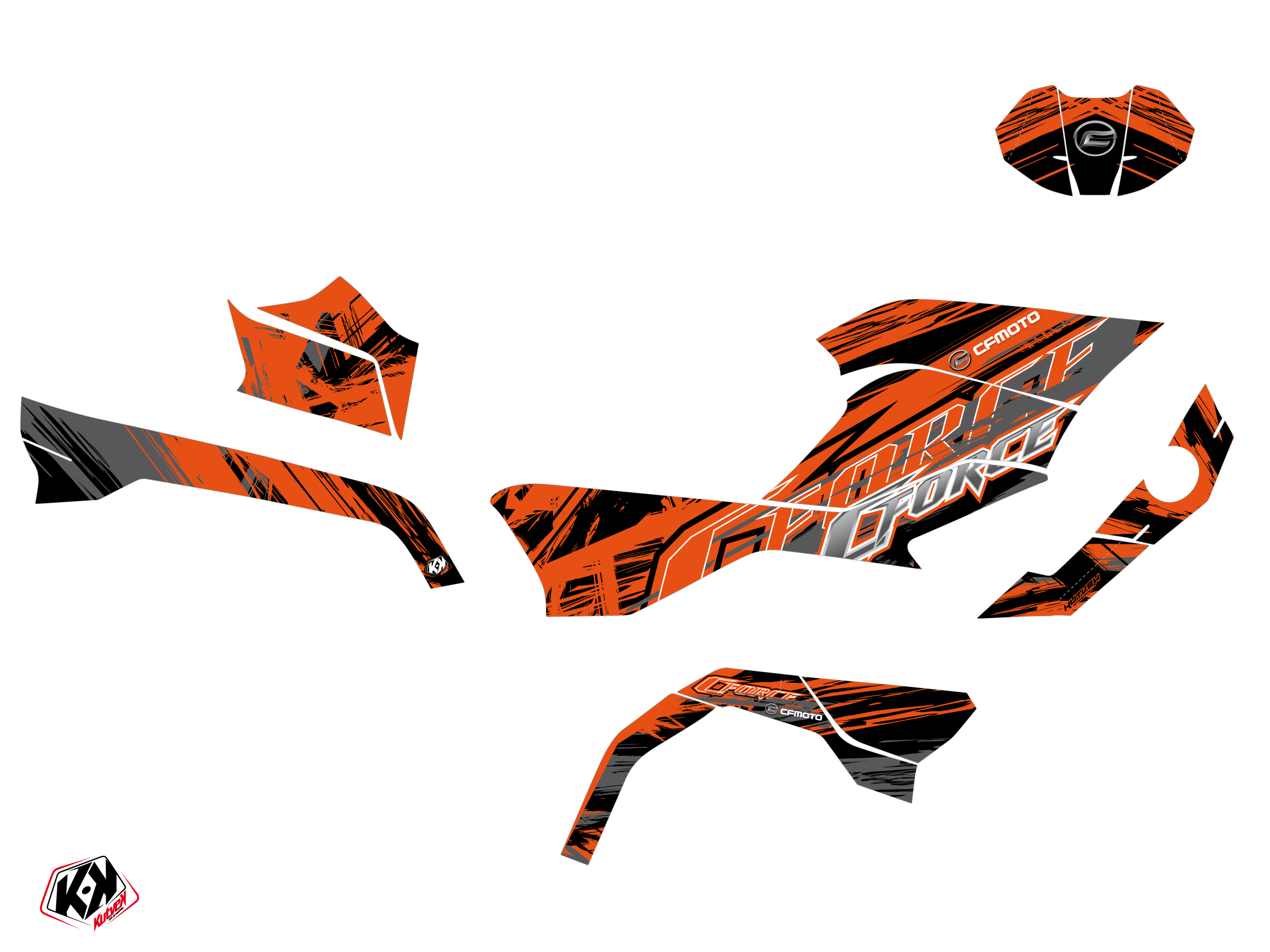 CF MOTO CFORCE 625 TOURING ATV Brush Graphic Kit Orange