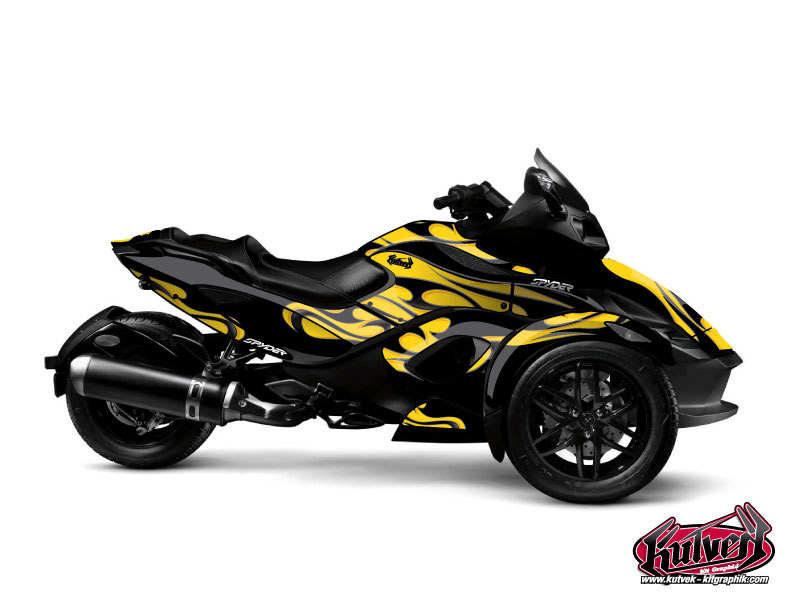 Can Am Spyder RS Roadster Burn Graphic Kit Yellow