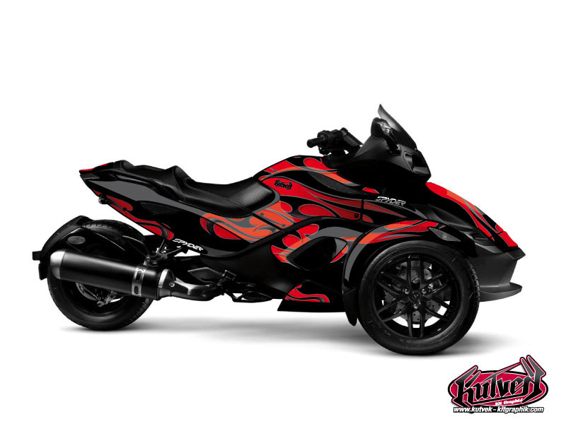 Can Am Spyder RS Roadster Burn Graphic Kit Red