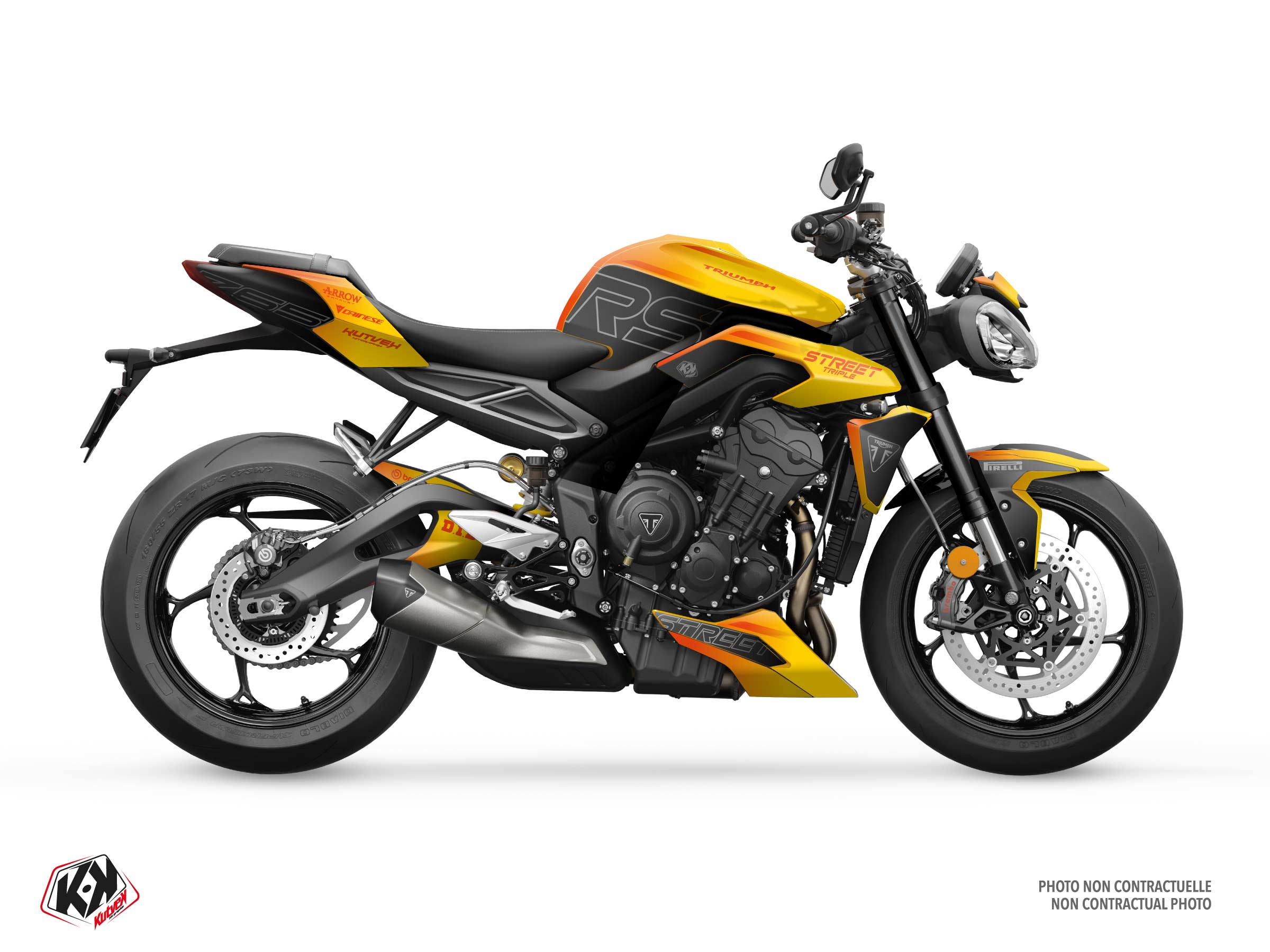 triumph street bike burnout  graphic kit yellow