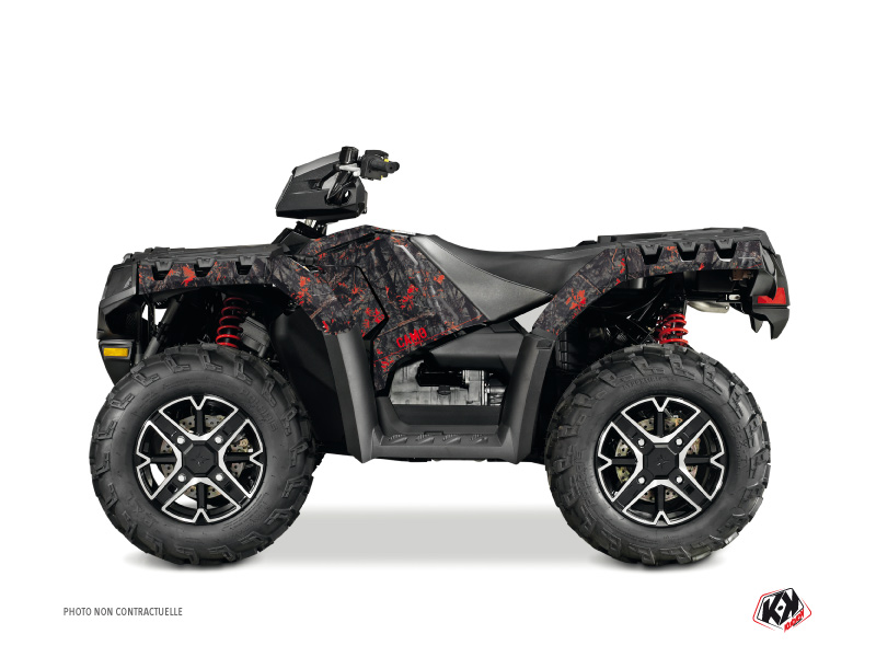 Polaris 550 Sportsman Touring ATV Camo Graphic Kit Black Red