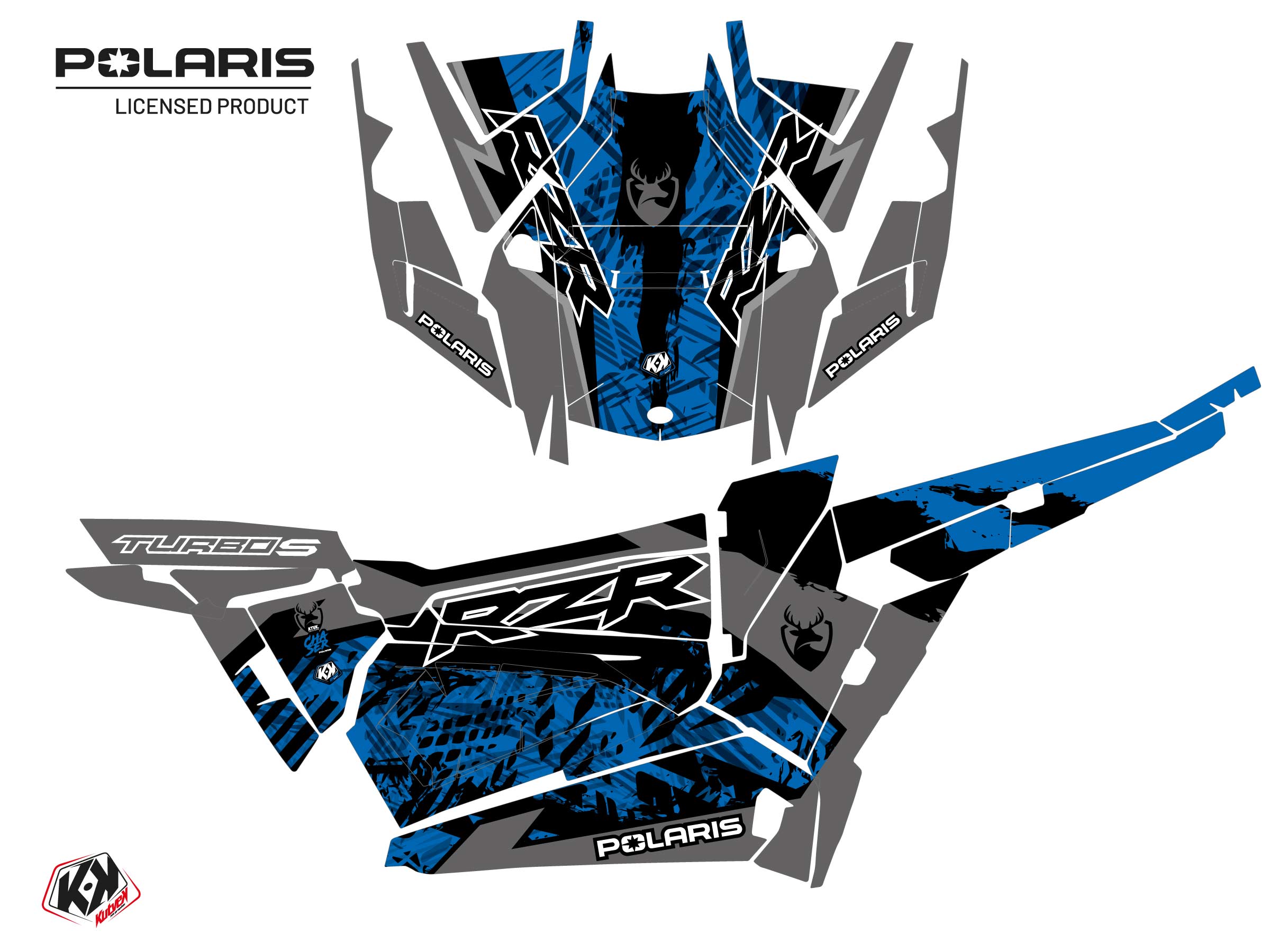 Kit Déco SSV Chaser Polaris RZR Turbo S Bleu Kutvek