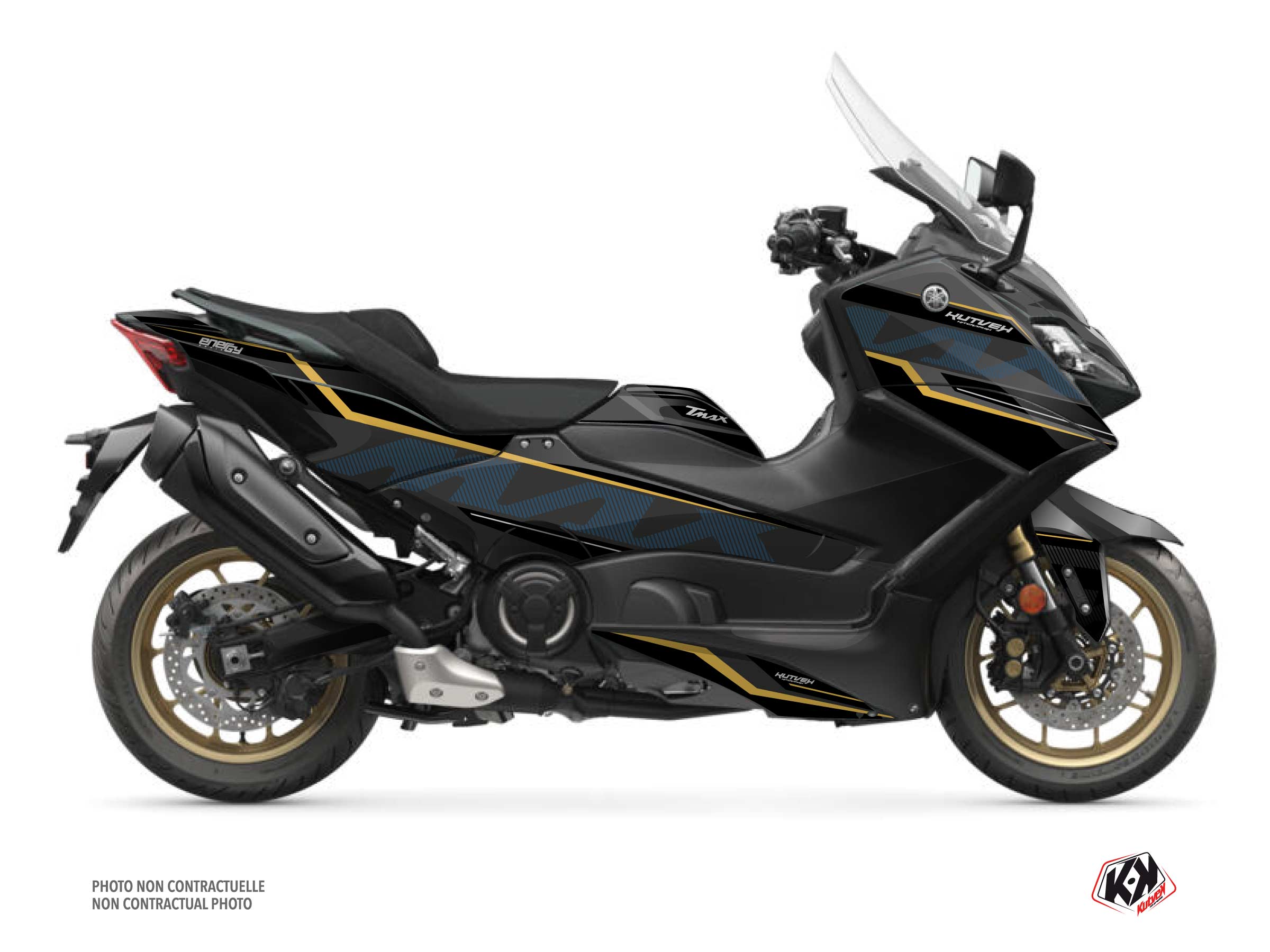 YAMAHA TMAX (2001-2007) Black Tank Door Sticker With Gold 3D Effect