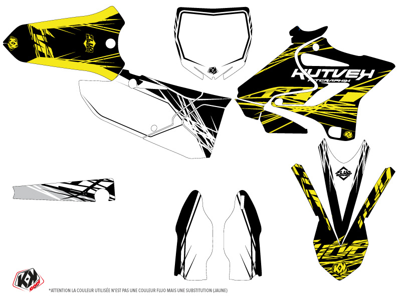 Yamaha 250 YZ Dirt Bike Eraser Fluo Graphic Kit Yellow