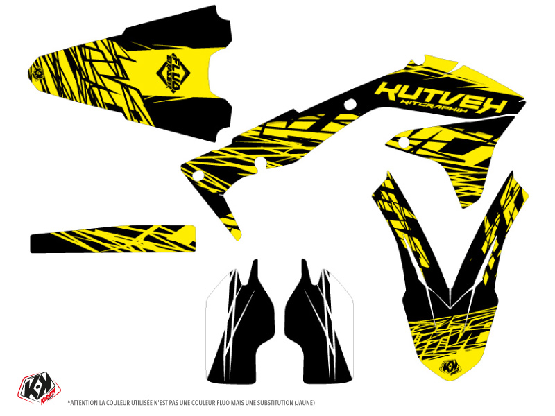 Kit Déco Moto Cross Eraser Fluo Kawasaki 450 KXF Jaune LIGHT Kutvek
