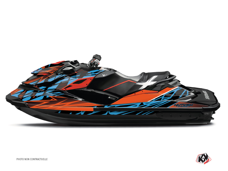kit déco jet-ski seadoo eraser orange-bleu 