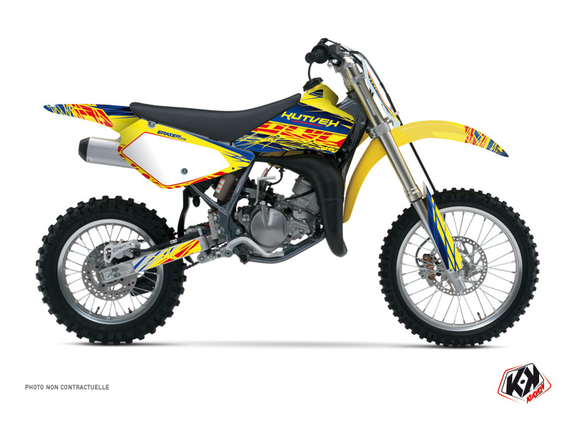 suzuki dirt bike eraser  graphic kit blue-yellow