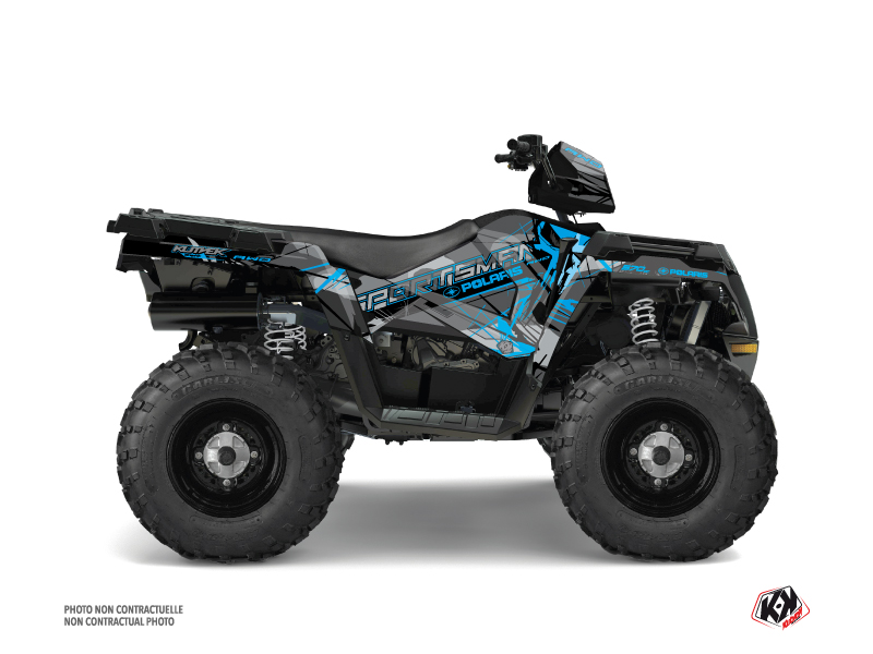 polaris atv evil  graphic kit grey-blue