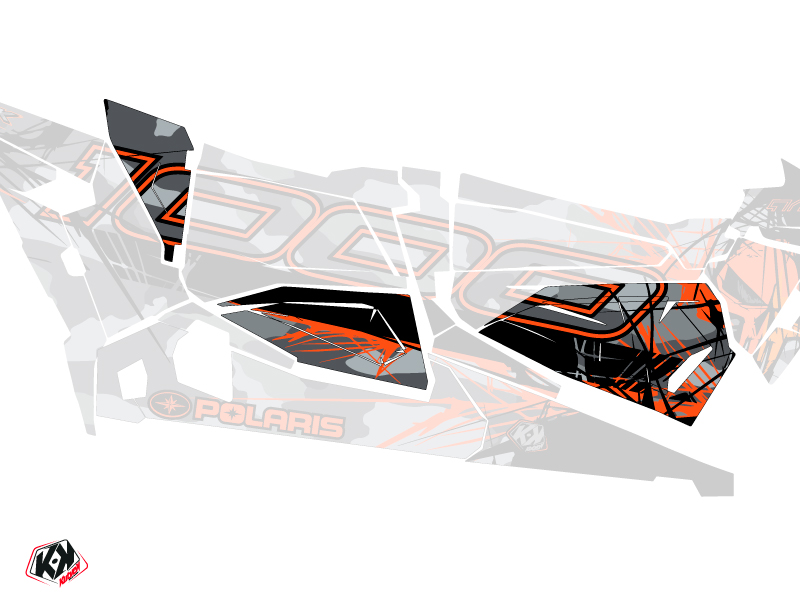 Graphic Kit Doors Origin Low Evil UTV Polaris RZR 1000 4 Seater 2015-2019 Grey Orange