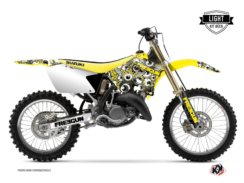 Suzuki 250 RM Dirt Bike Freegun Eyed Graphic Kit Yellow LIGHT