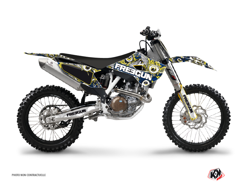 kit déco motocross husqvarna freegun eyed bleu-jaune 