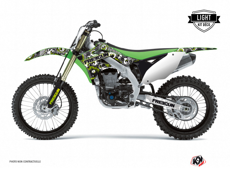 Kawasaki 250 KXF Dirt Bike Freegun Eyed Graphic Kit Green LIGHT