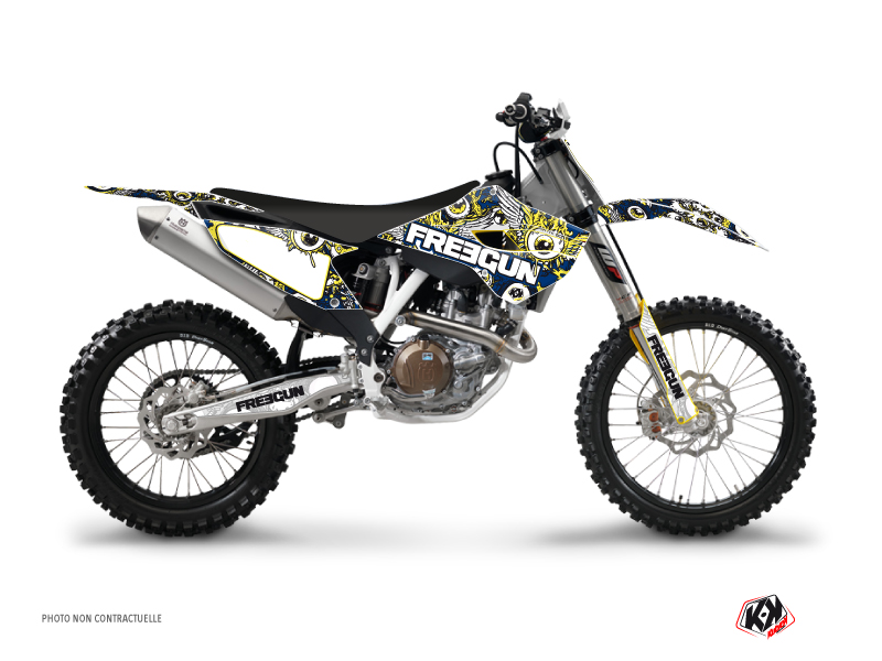 kit déco motocross husqvarna freegun eyed bleu-jaune 