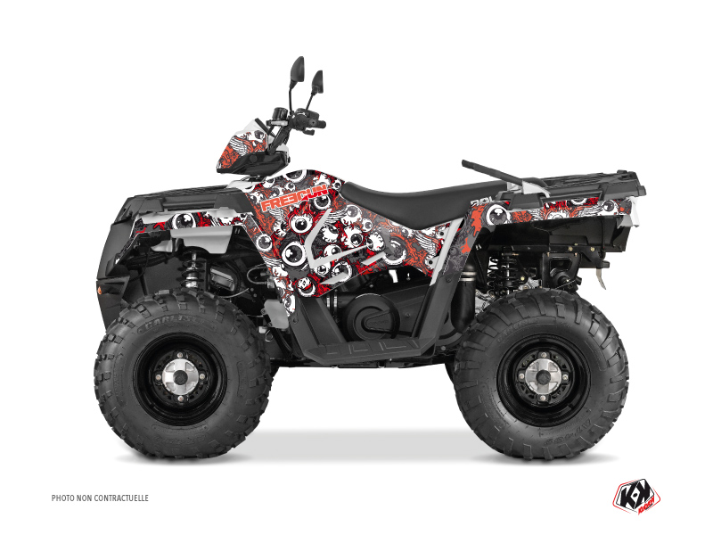 polaris atv freegun eyed  graphic kit red-grey