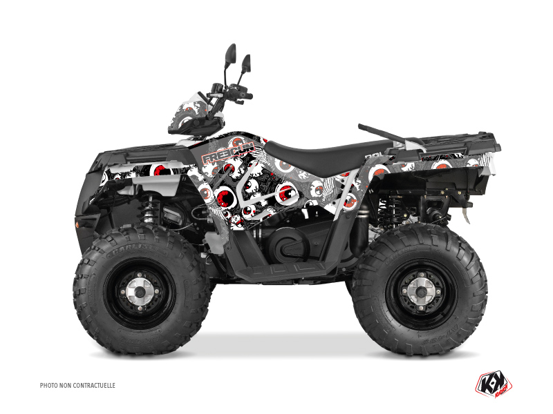 polaris atv freegun eyed  graphic kit grey-red