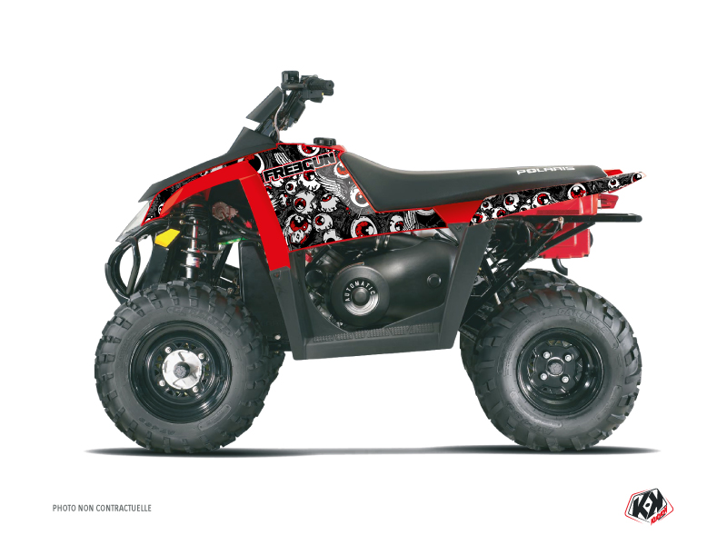 Polaris Scrambler 500 ATV Freegun Eyed Graphic Kit Grey Red