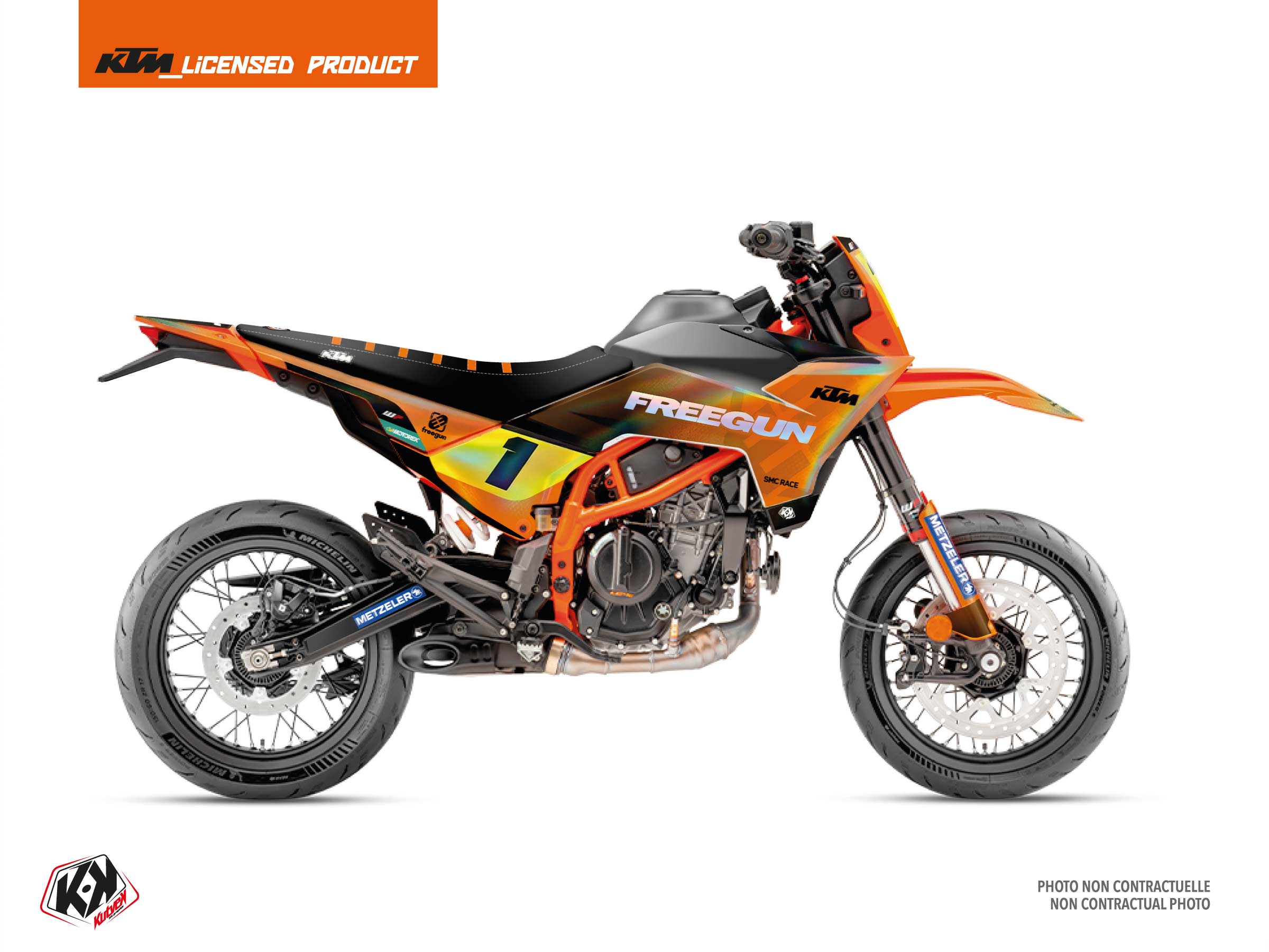 kit déco moto ktm freegun k26 orange holographique 
