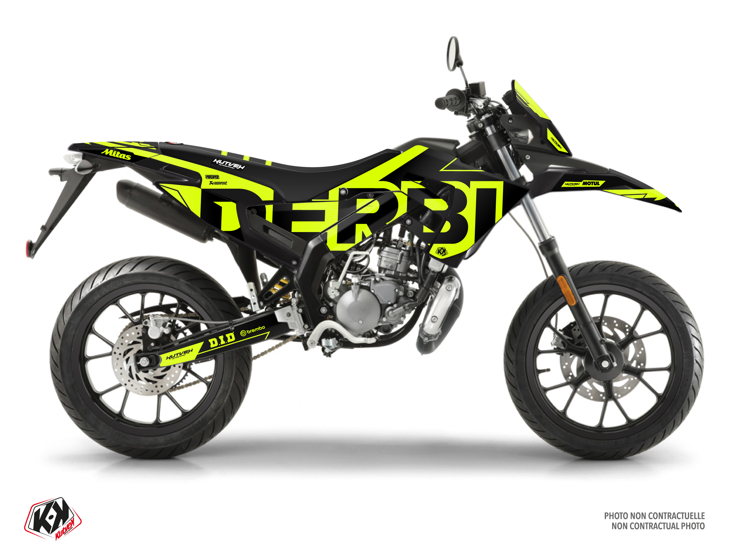 kit déco 50cc derbi glow fluo jaune 