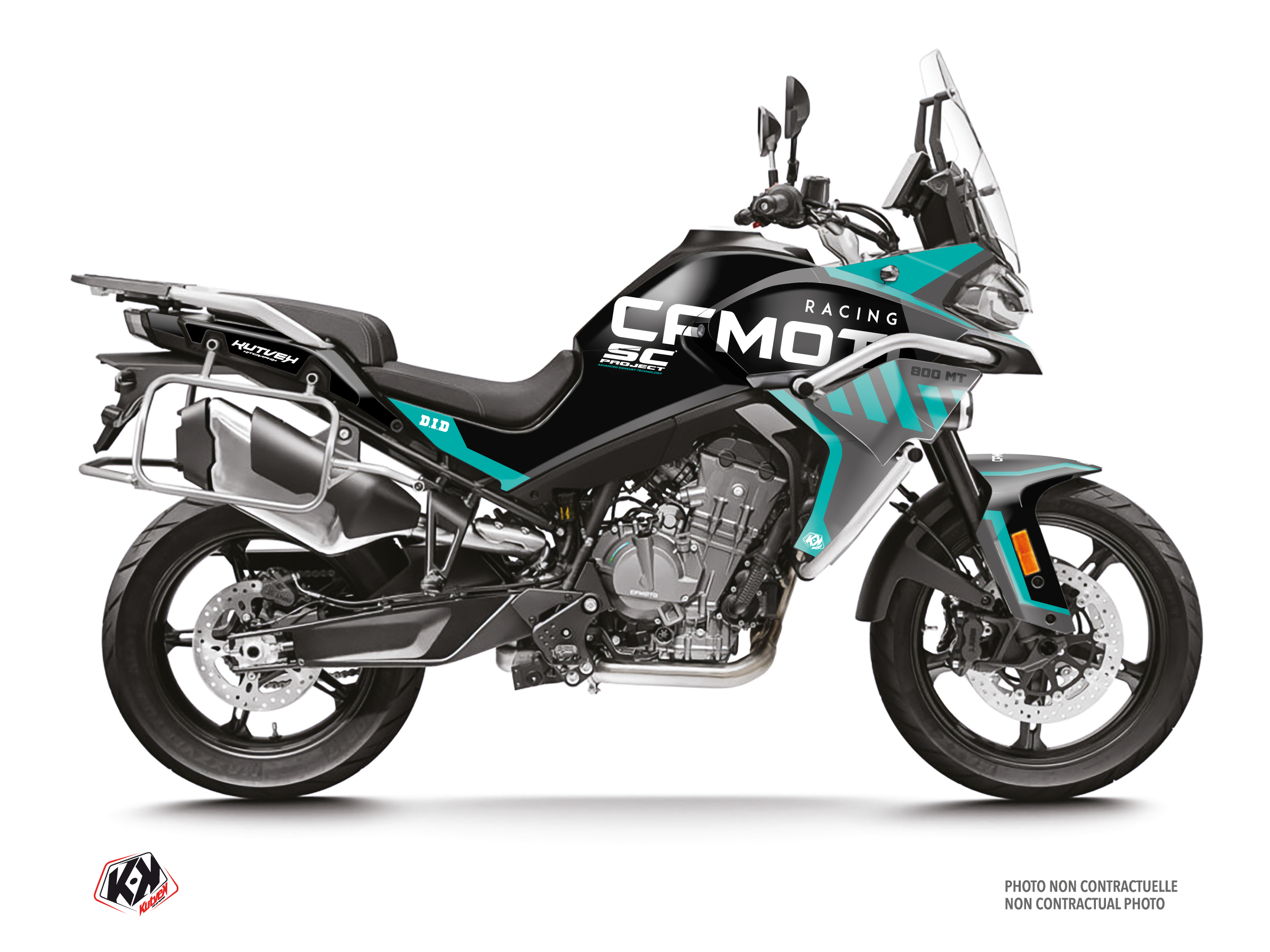 cf moto street bike gp  graphic kit black-turquoise