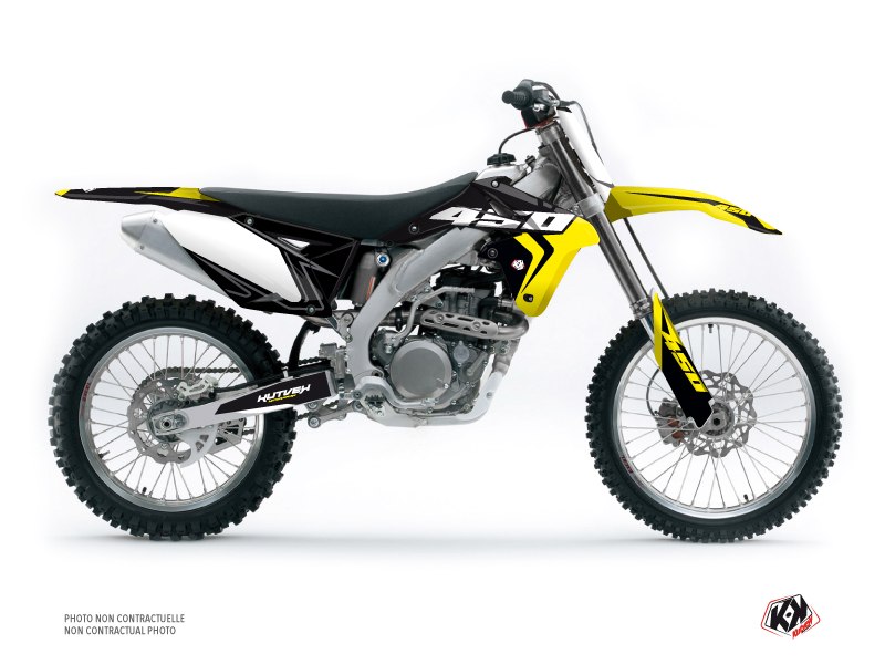 suzuki dirt bike halftone  graphic kit black-yellow