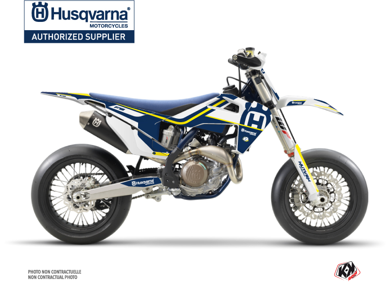 Kit Déco Moto Cross Heritage Husqvarna 450 FS Bleu Blanc