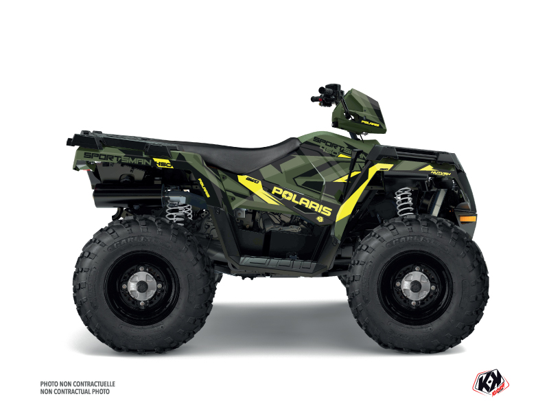 kit déco quad polaris hidden vert-jaune 