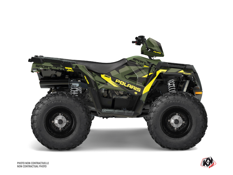 kit déco quad polaris hidden vert-jaune 