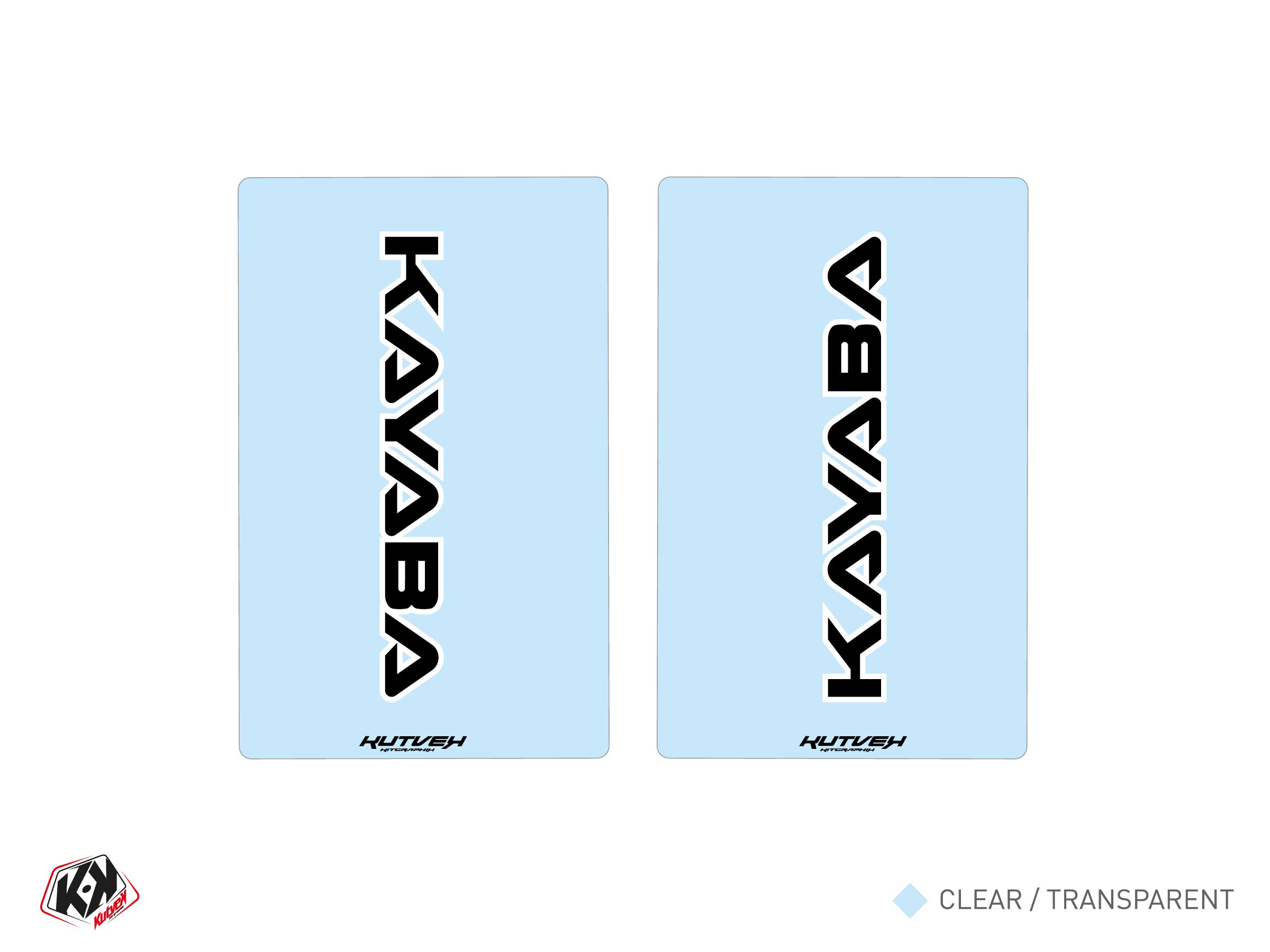 STICKERS DE FOURCHE MOTO CROSS KYB V1 NOIR TRANSPARENT - 250X160MM
