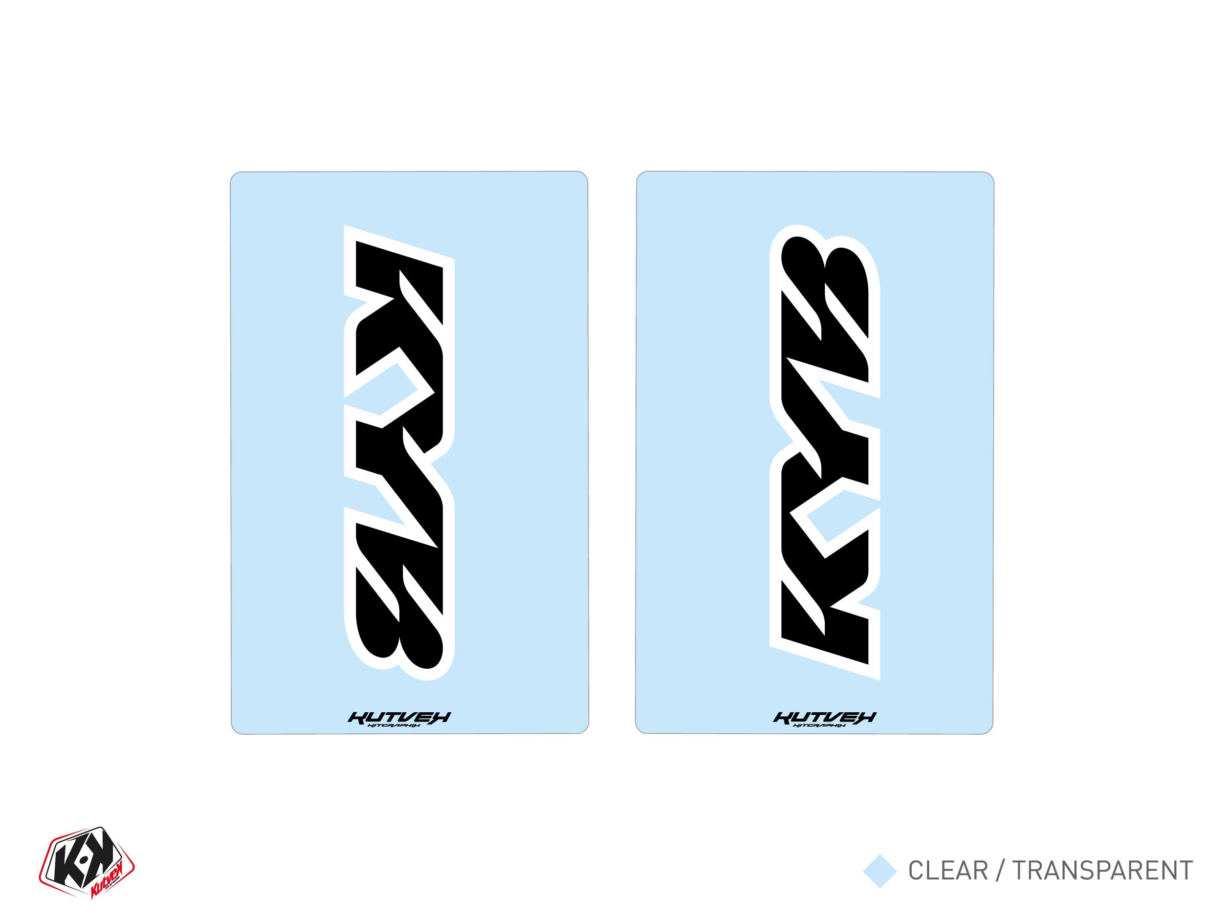 STICKERS DE FOURCHE MOTO CROSS KYB V2 NOIR TRANSPARENT - 250X160MM