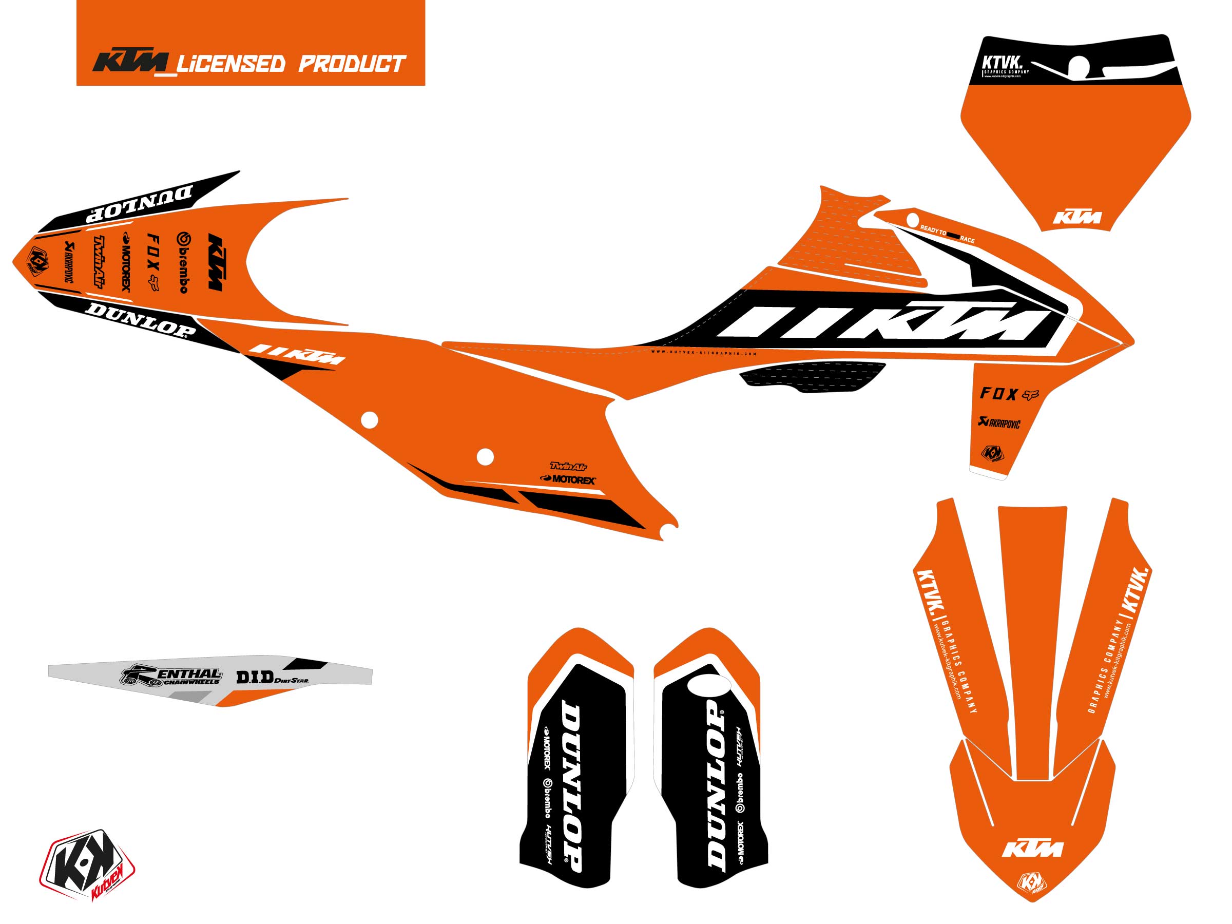 ktm dirt bike keystone  graphic kit orange