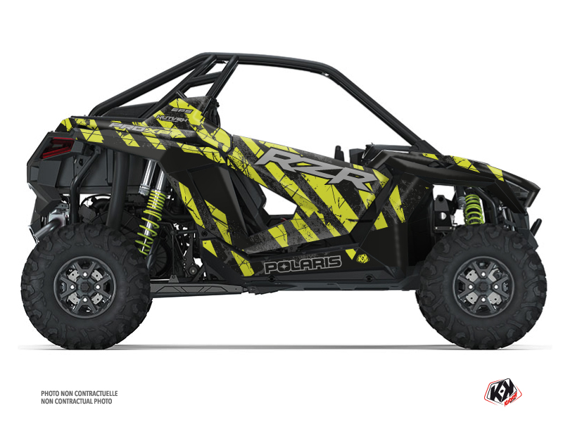 polaris utv krack  graphic kit black neon green