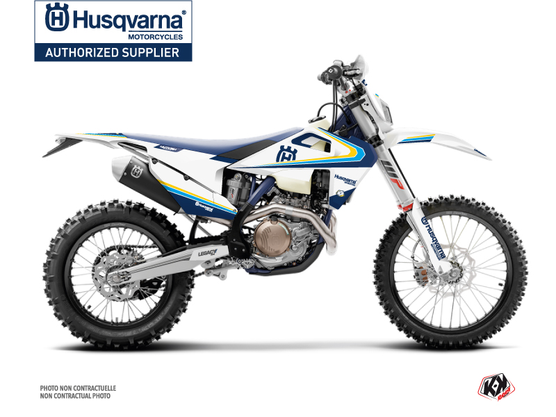 Husqvarna 250 FE Dirt Bike Legacy Graphic Kit Blue Yellow