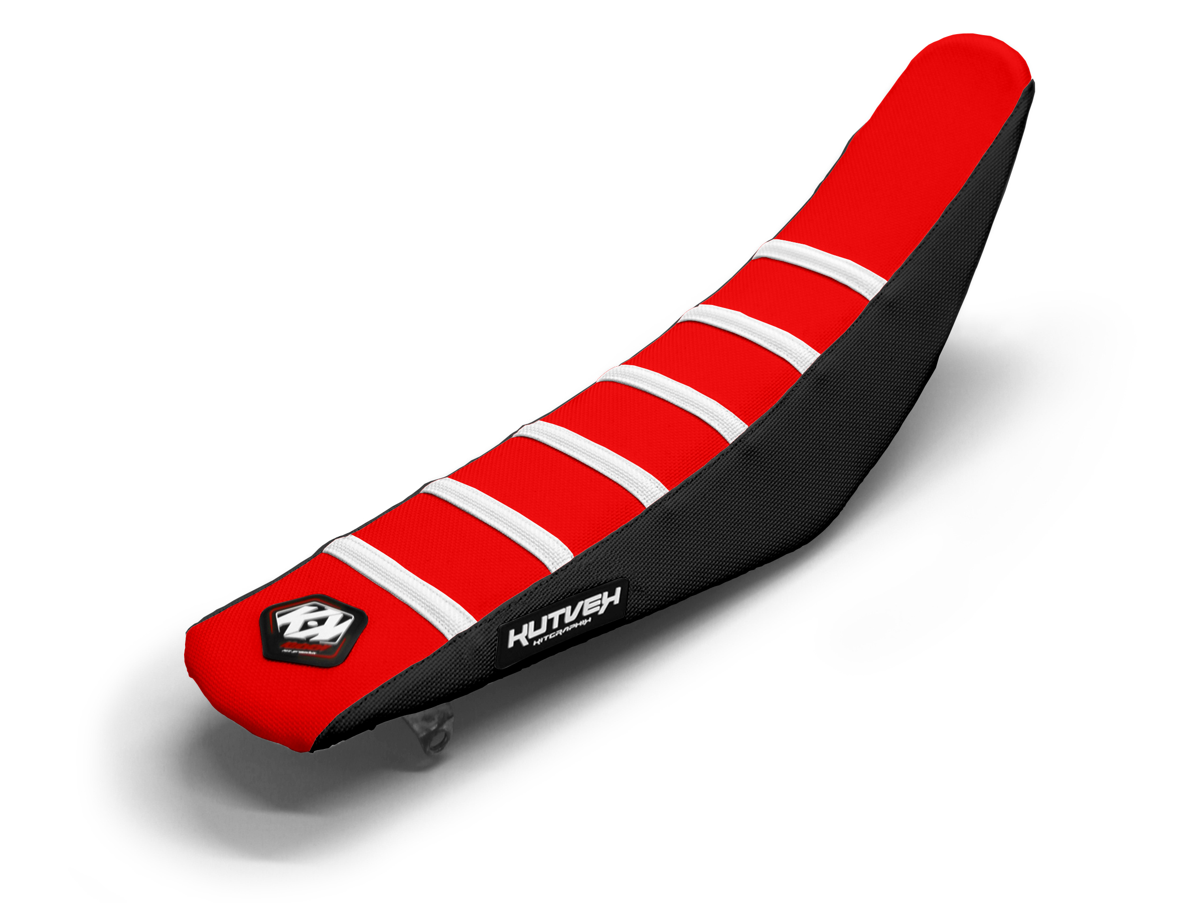 Housse De Selle Motocross  KUTVEK Rouge/Blanc/Noir 6 Ribs
