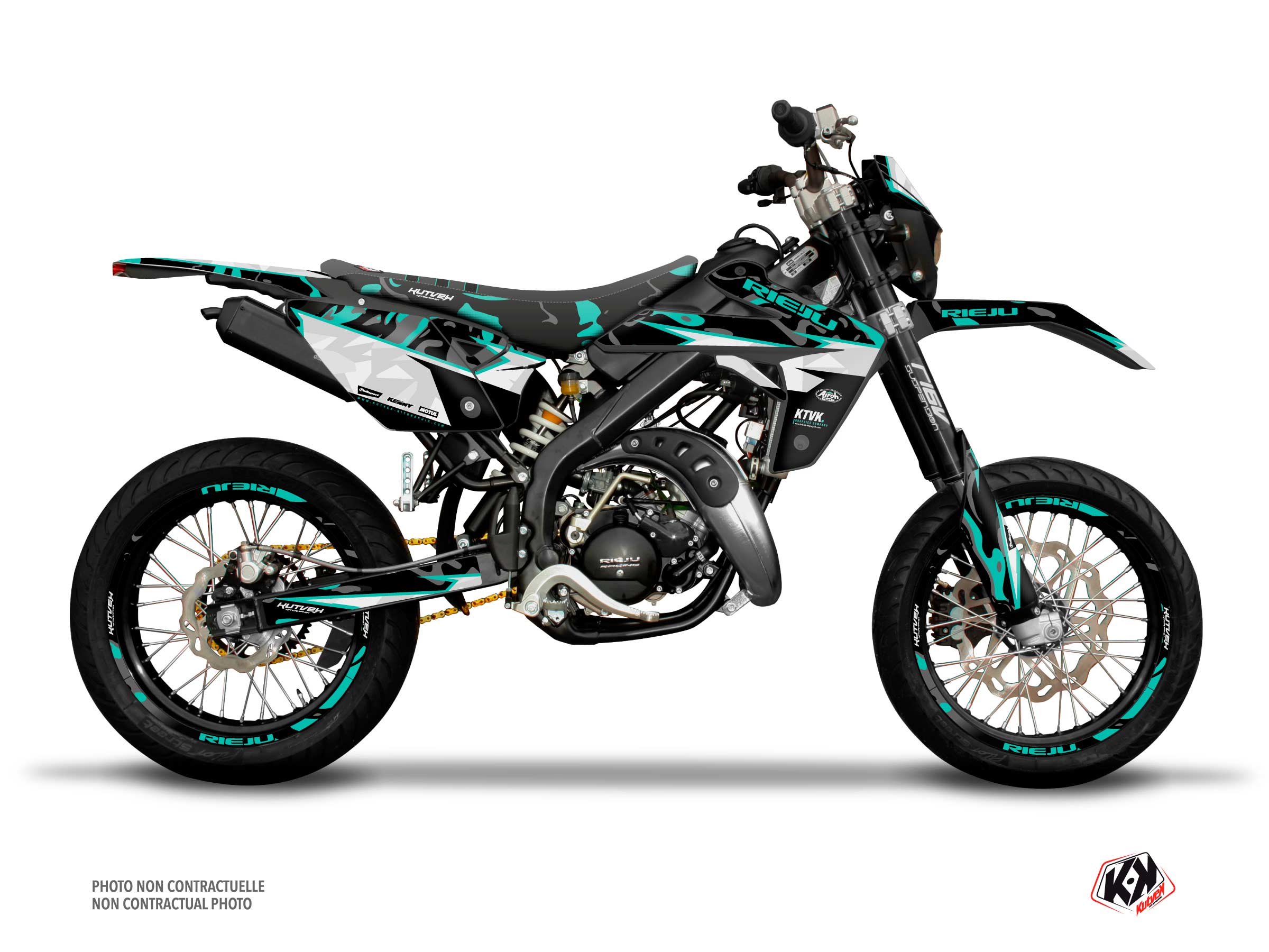 PACK BARBARIAN Graphic Kit + Seat Cover Rieju MRT 50 Turquoise