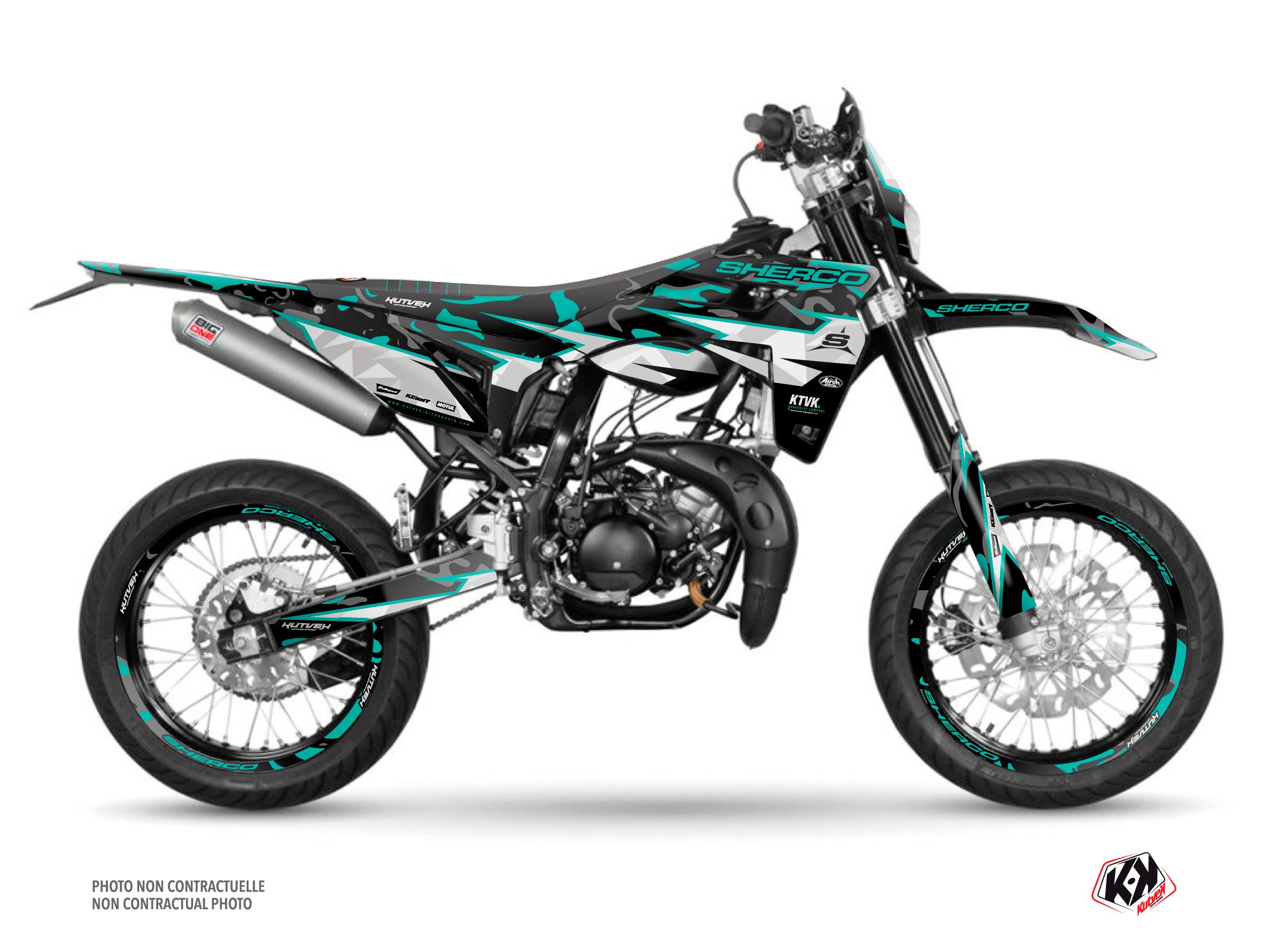 PACK BARBARIAN Graphic Kit + Seat Cover Sherco SM 50 Turquoise