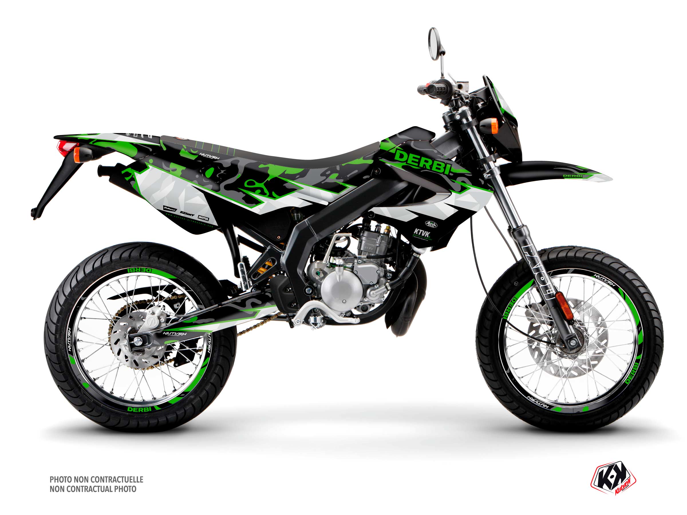 PACK BARBARIAN Graphic Kit + Seat Cover Derbi Xrace 50 Green