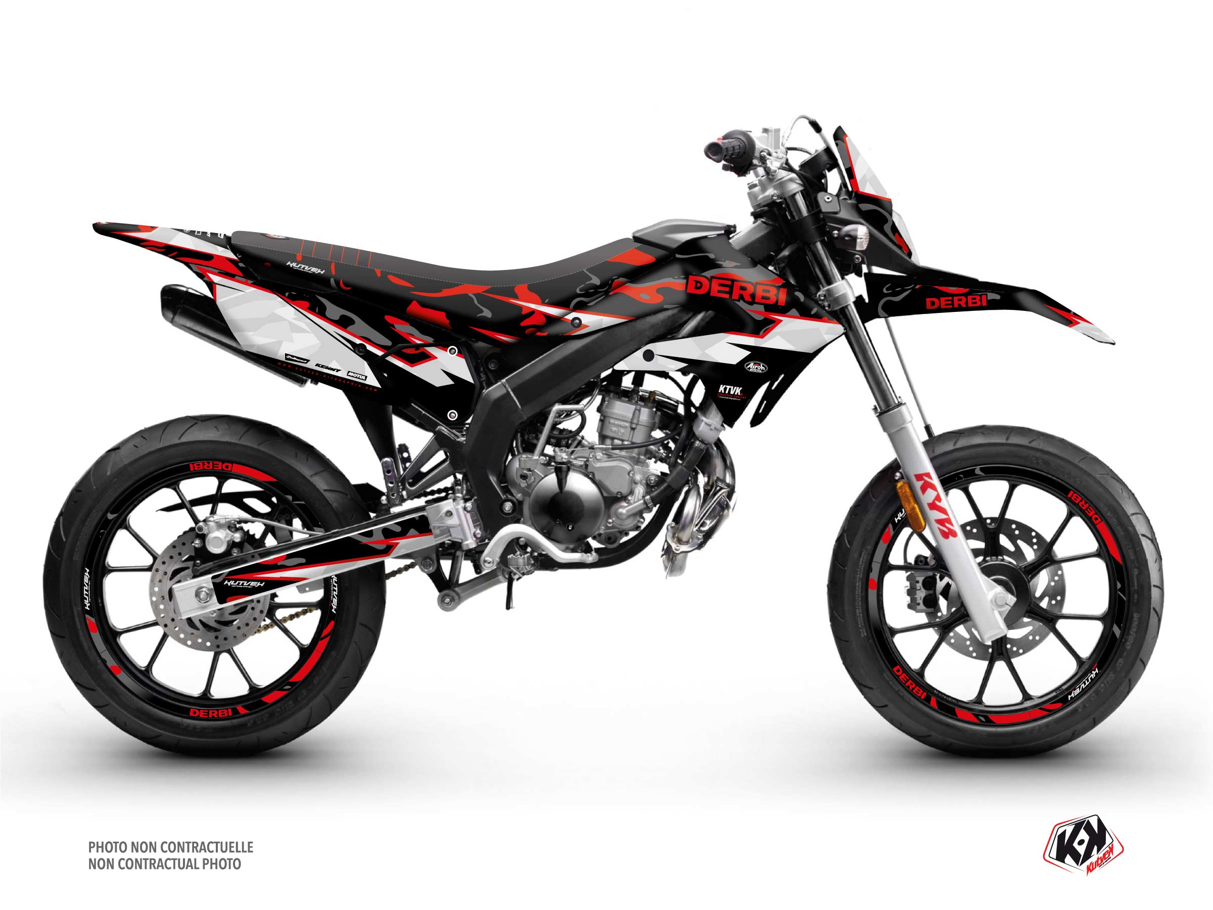 PACK BARBARIAN Graphic Kit + Seat Cover Derbi Xtreme 50 Red