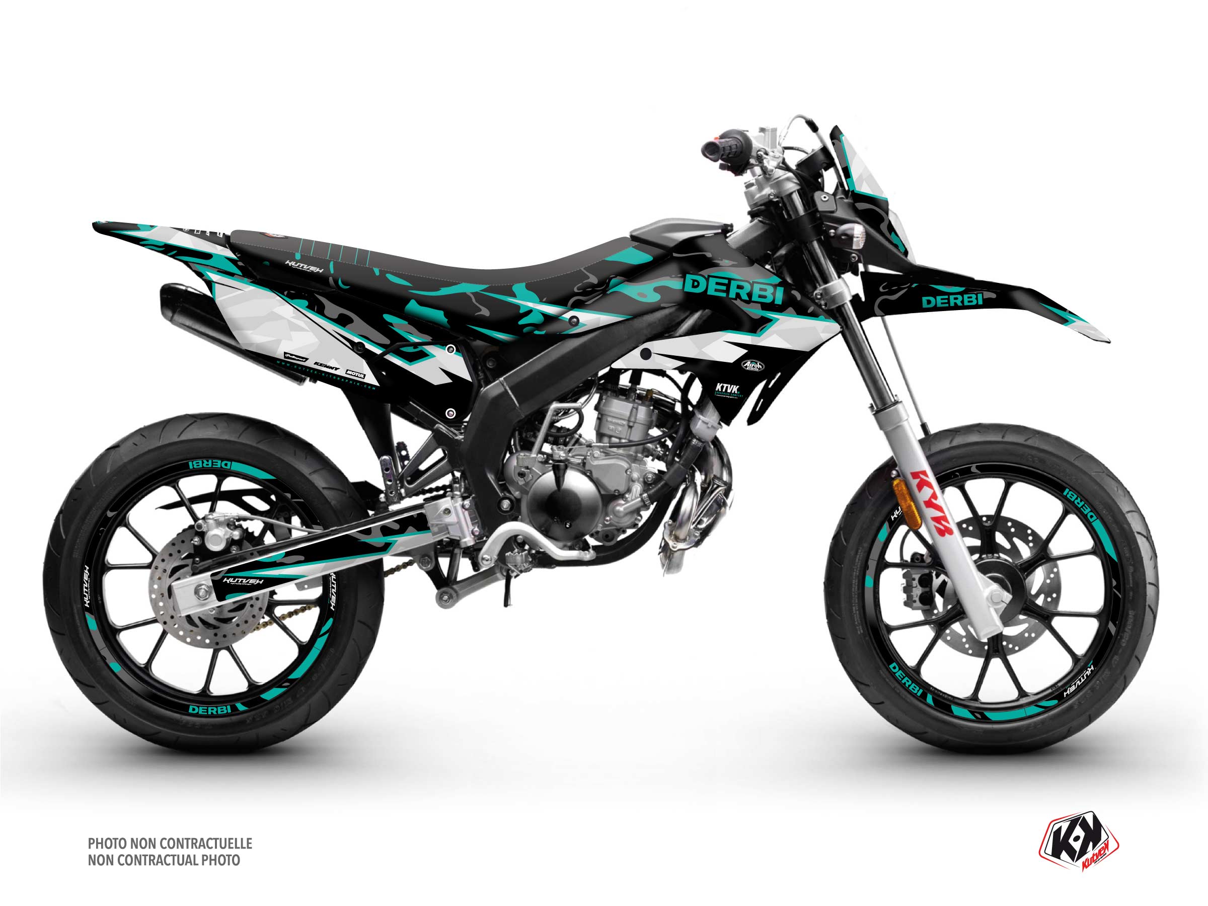 PACK BARBARIAN Graphic Kit + Seat Cover Derbi Xtreme 50 Turquoise