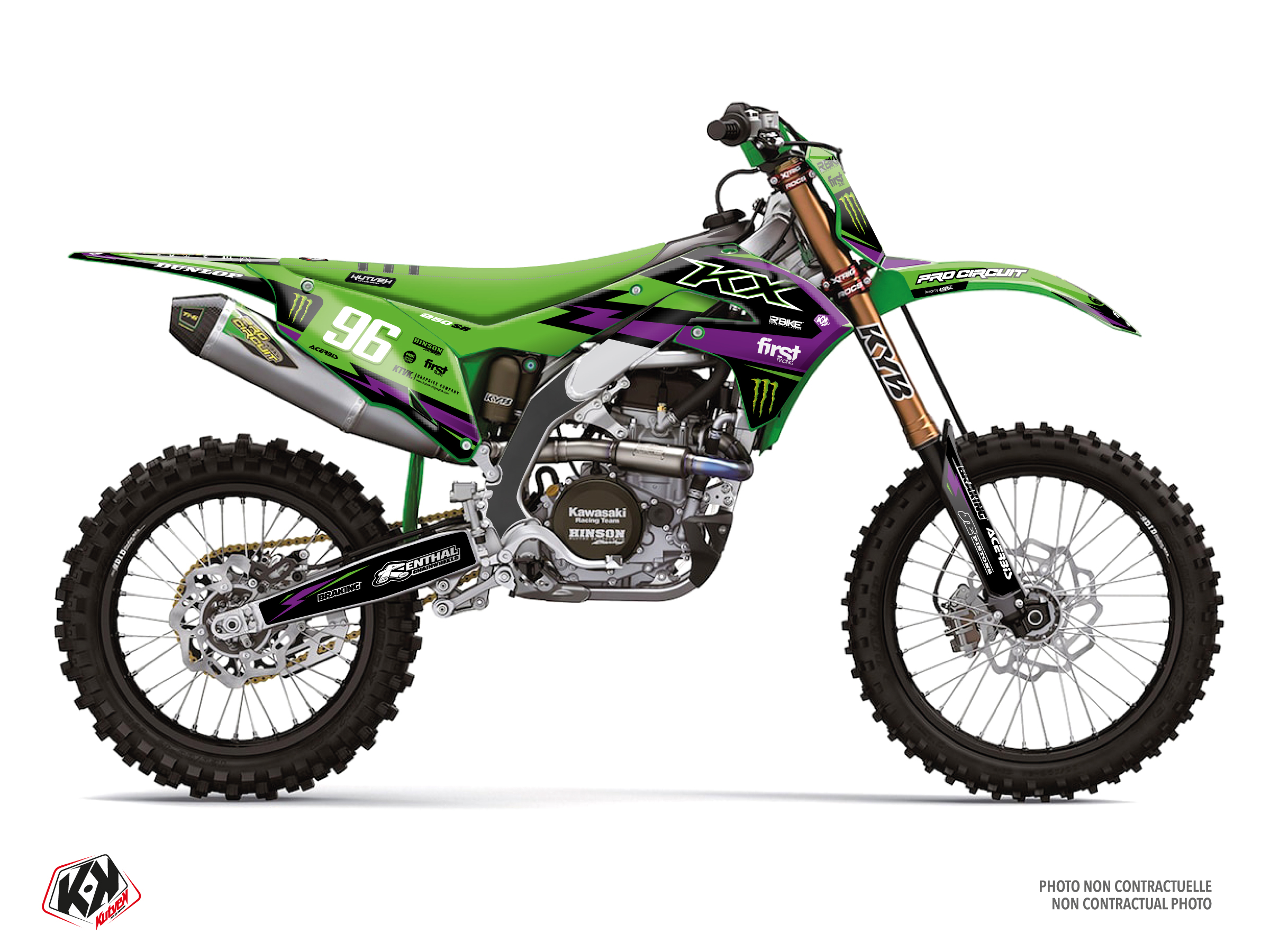 kawasaki dirt bike lektra  graphic kit purple