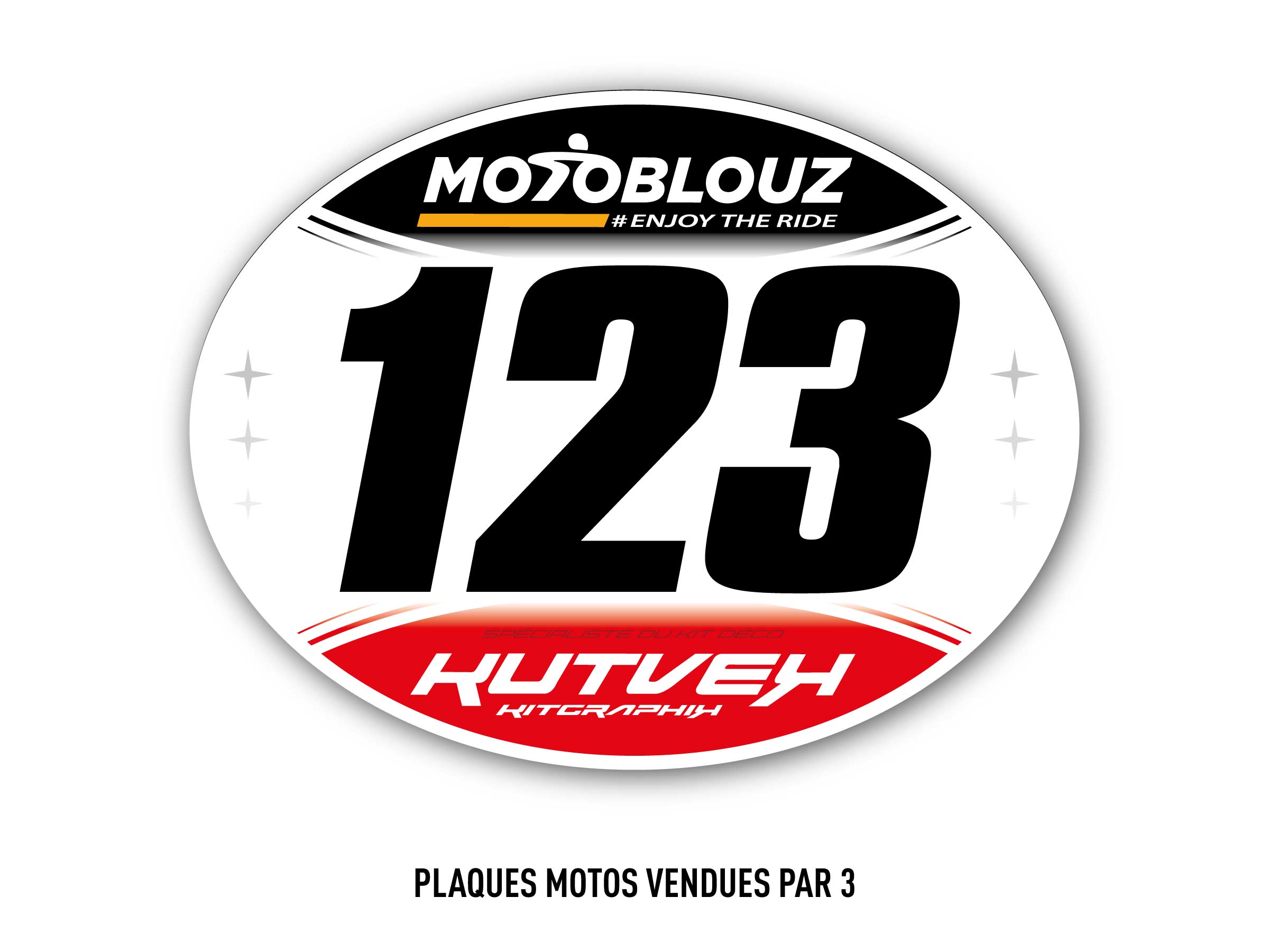 Stickers de plaque CFS pour motocross x3 - Blanc