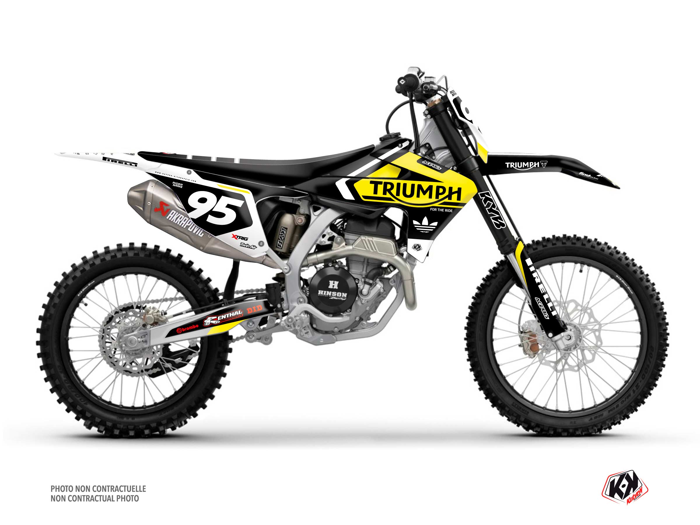 triumph dirt bike plow  graphic kit yellow