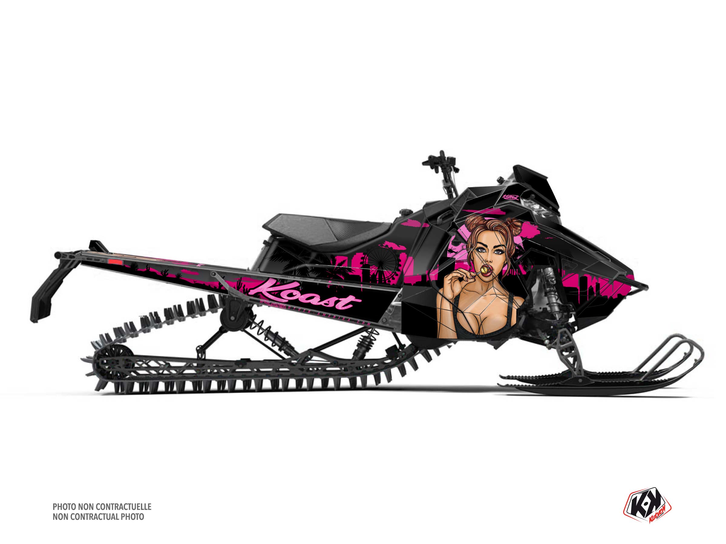 polaris snowmobile koast  graphic kit black-pink