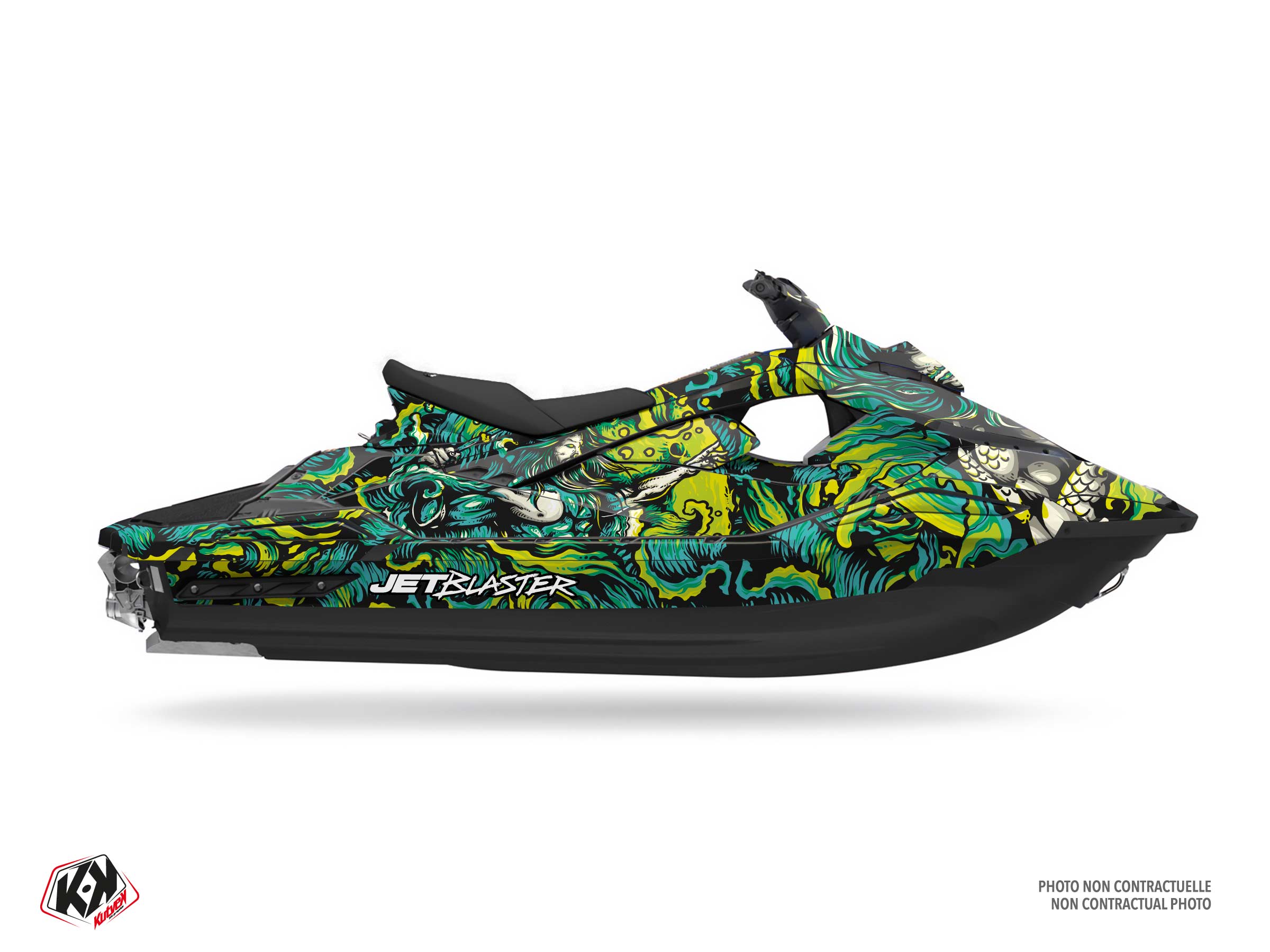 kit déco jet-ski yamaha poseidon jaune-vert 