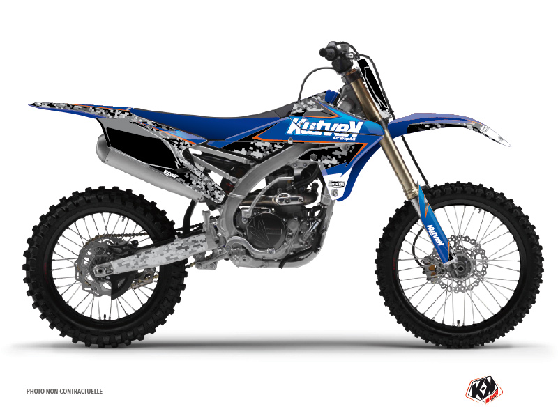 kit déco motocross yamaha predator noir-bleu 