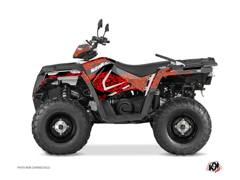 polaris atv predator  graphic kit red-black